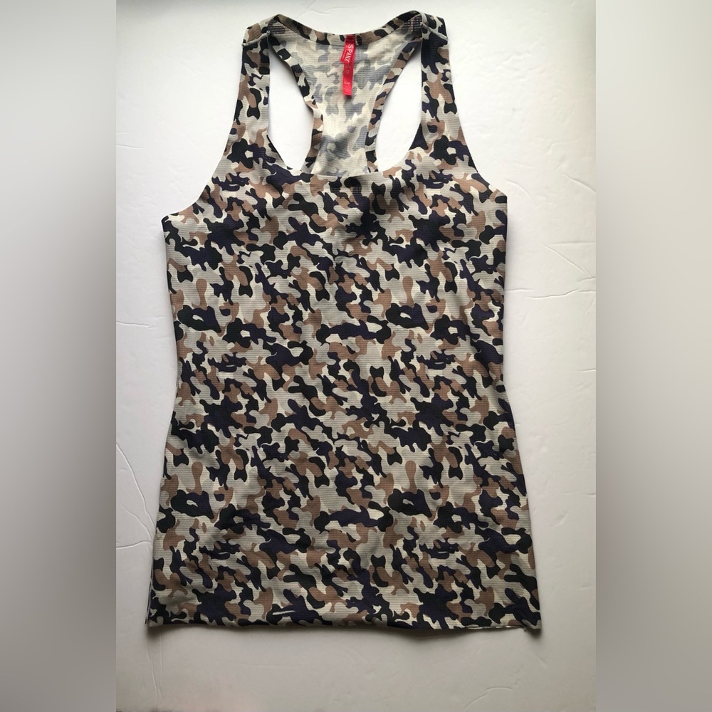 SPANX Size Small Perforated Camouflage Racerback Tank Top